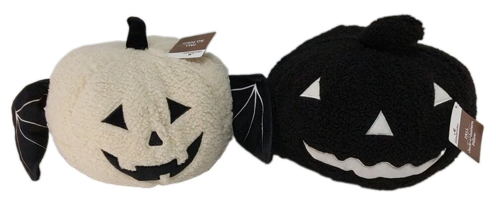 Way To Celebrate Set Of 2 Fall Jack-o-lantern & Bat Decorative Pillows